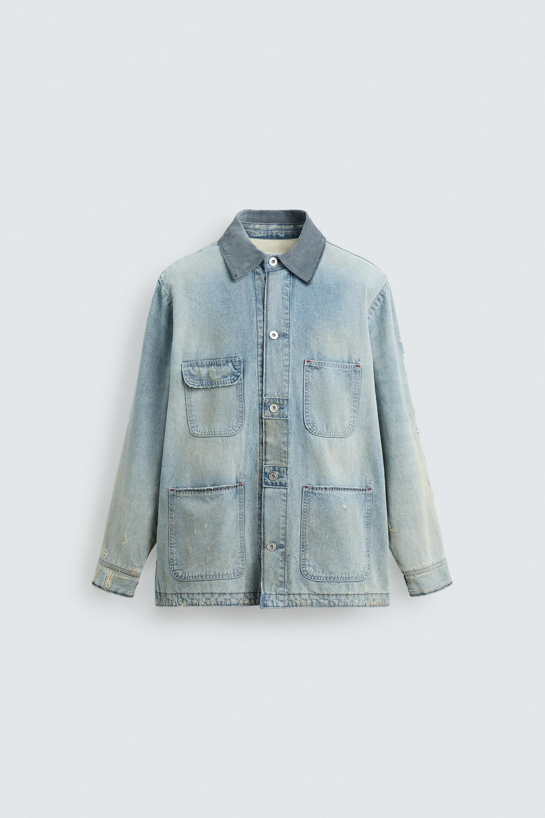 VINTAGE WASHED DENIM OVERSHIRT - Image 7