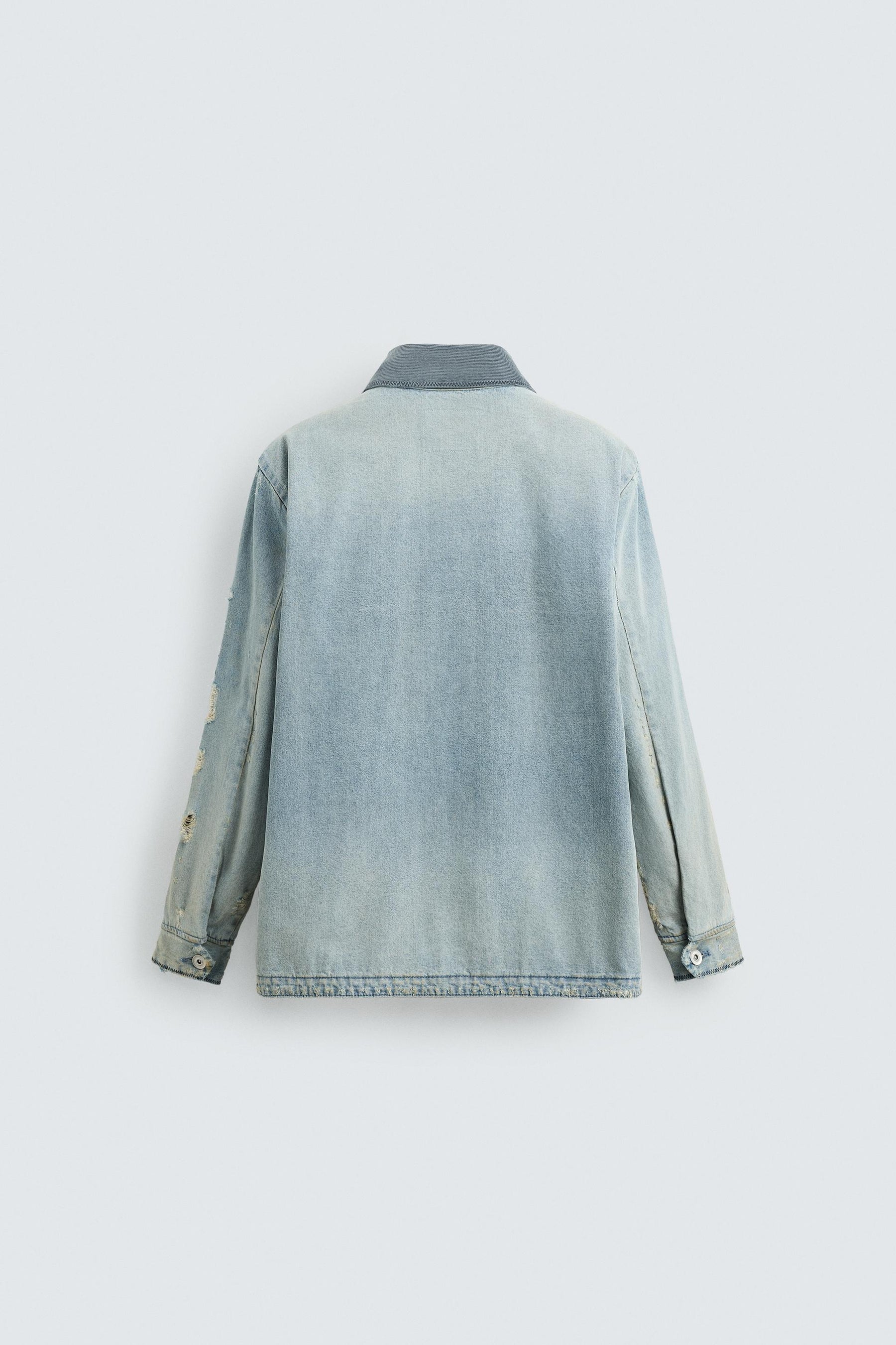 VINTAGE WASHED DENIM OVERSHIRT - Image 8