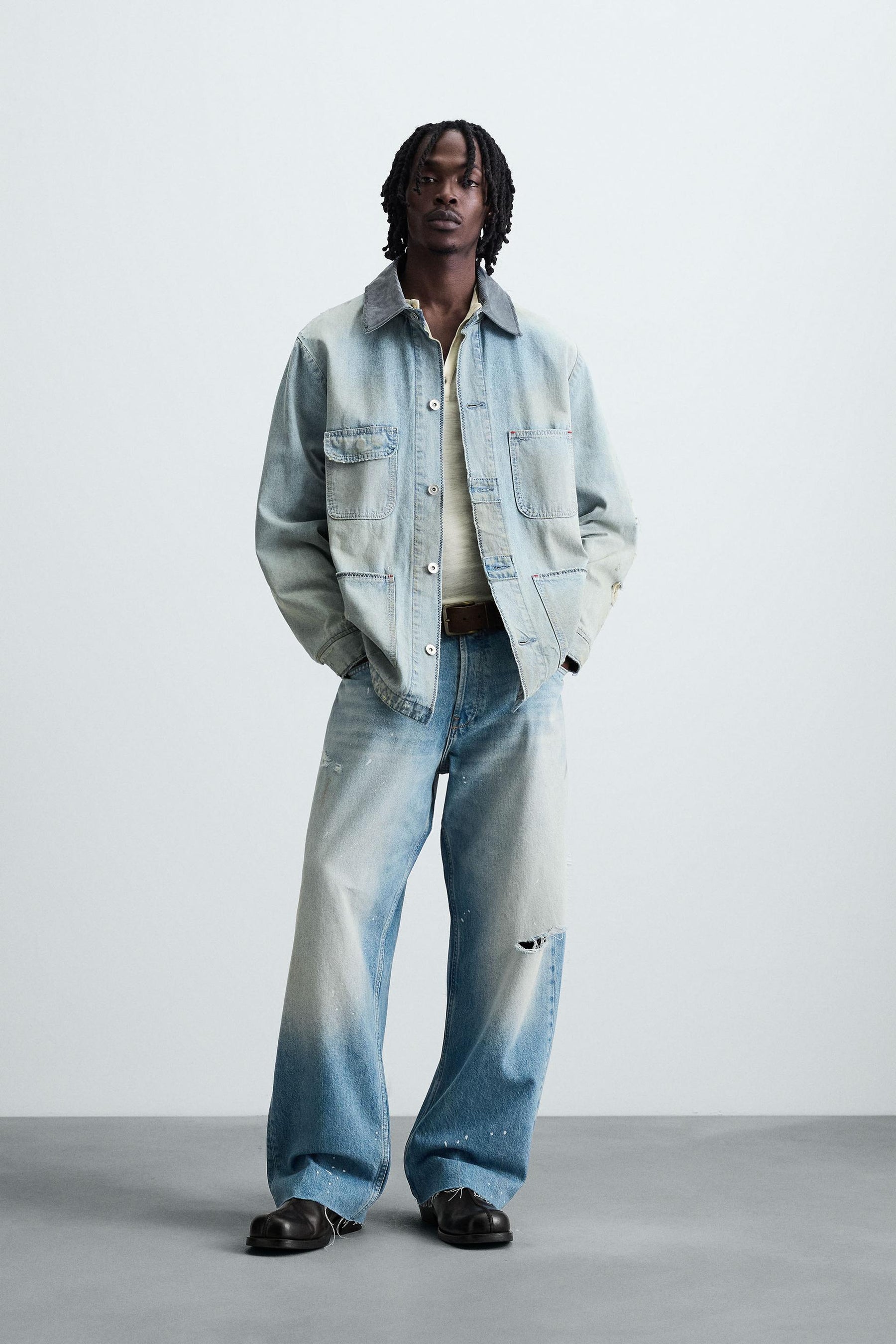 VINTAGE WASHED DENIM OVERSHIRT - Image 1
