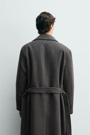 Mantel aus Wollmischung mit Gürtel