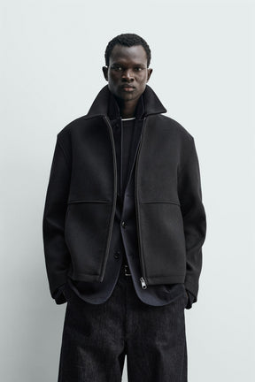 Fischgrät-Reißverschlussjacke