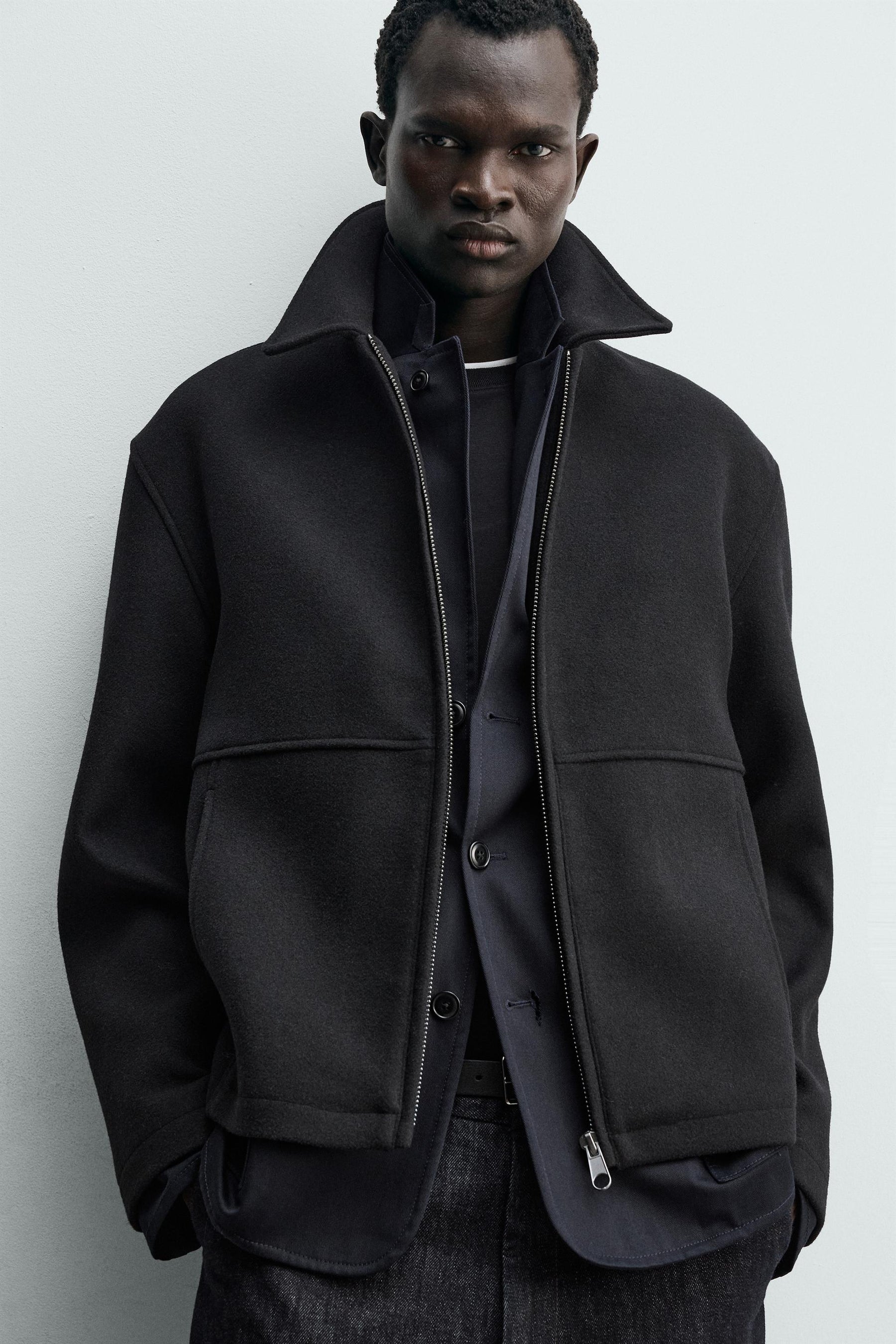 Fischgrät-Reißverschlussjacke