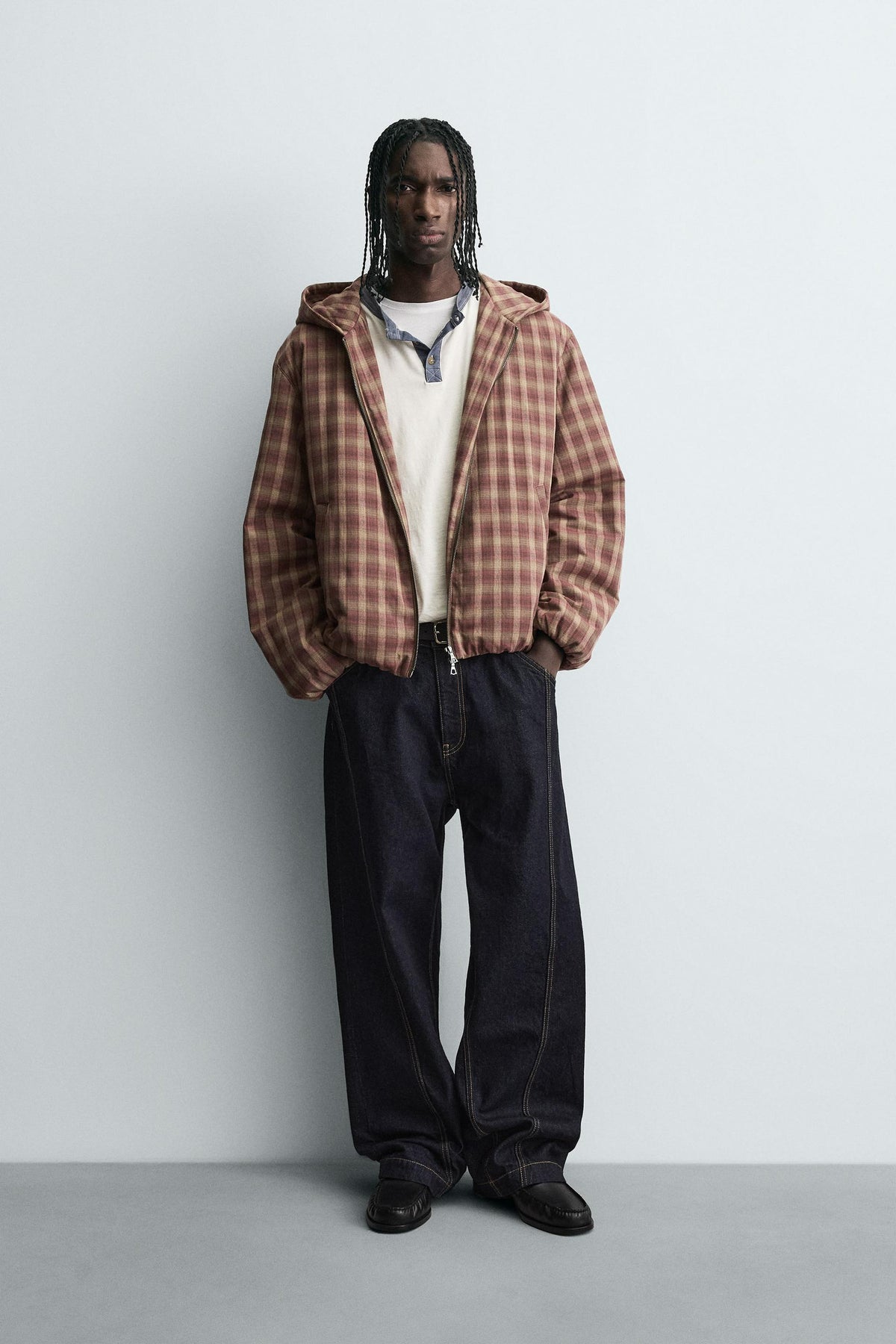 Karierte Kapuzenjacke 