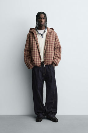 Karierte Kapuzenjacke 