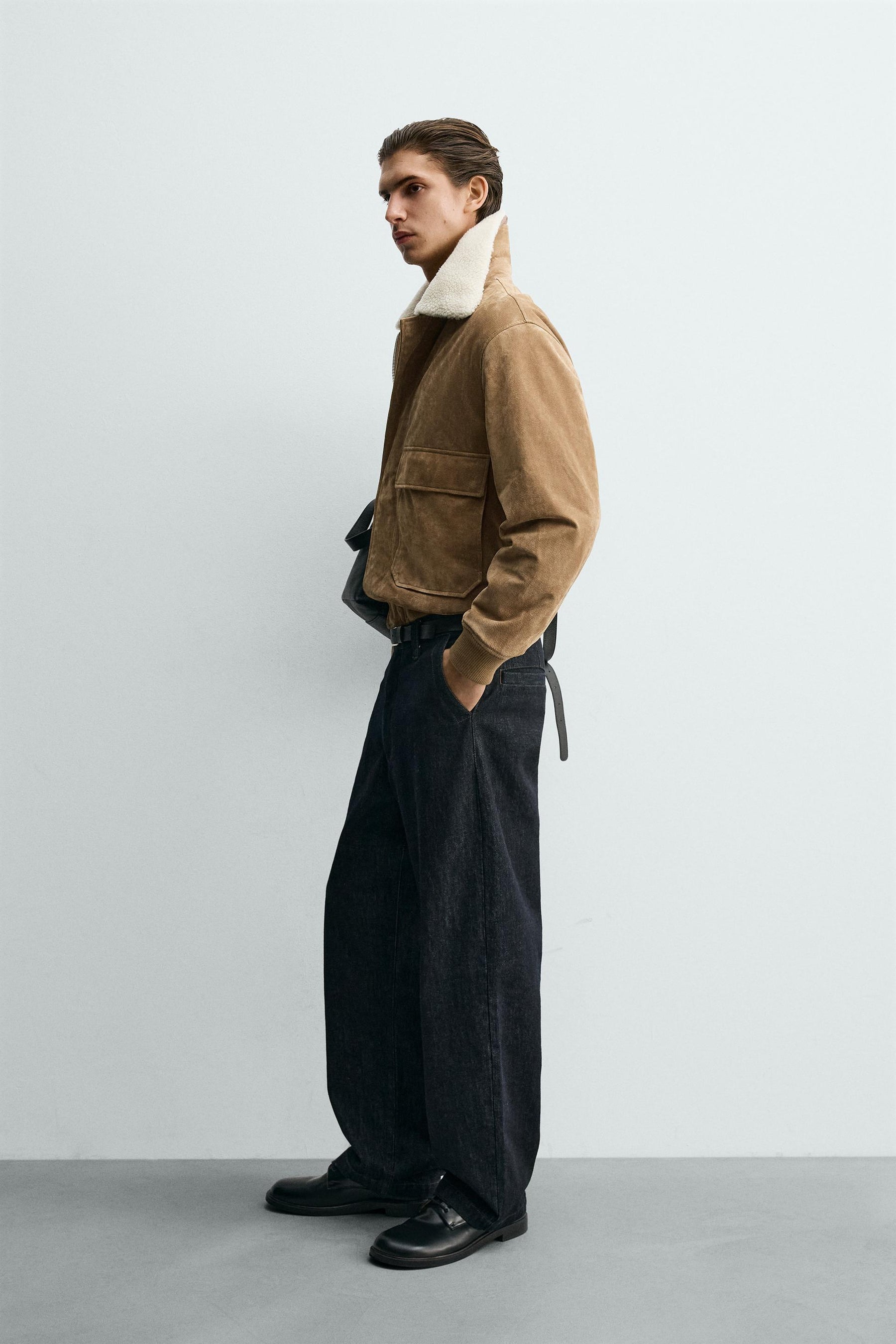 Wildlederjacke mit Shearling-Futter