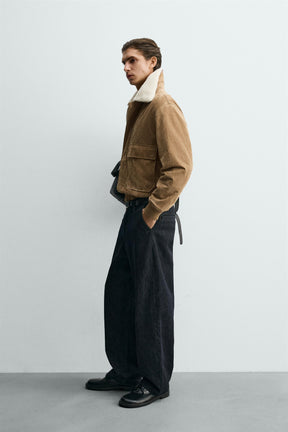 Wildlederjacke mit Shearling-Futter