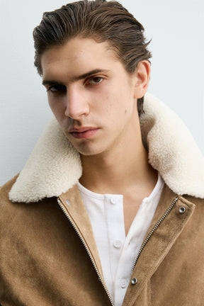 Wildlederjacke mit Shearling-Futter
