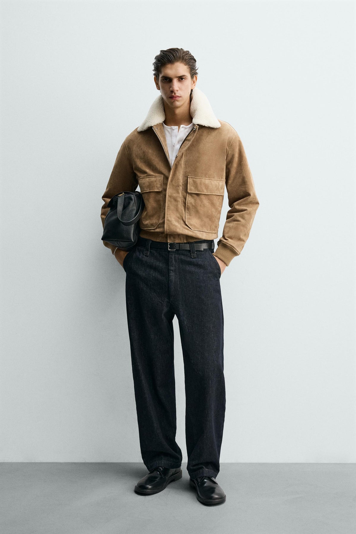 Wildlederjacke mit Shearling-Futter