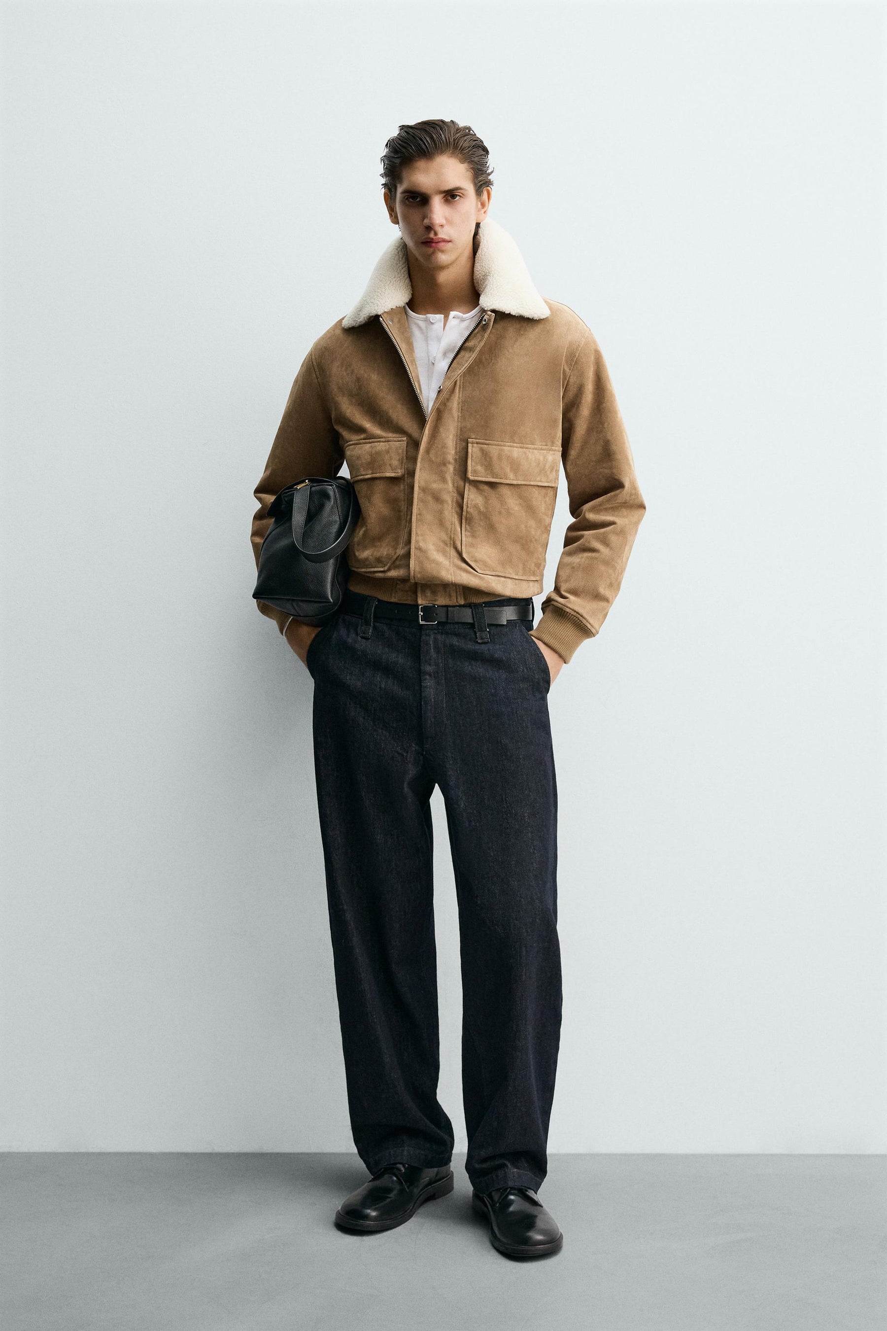 Wildlederjacke mit Shearling-Futter