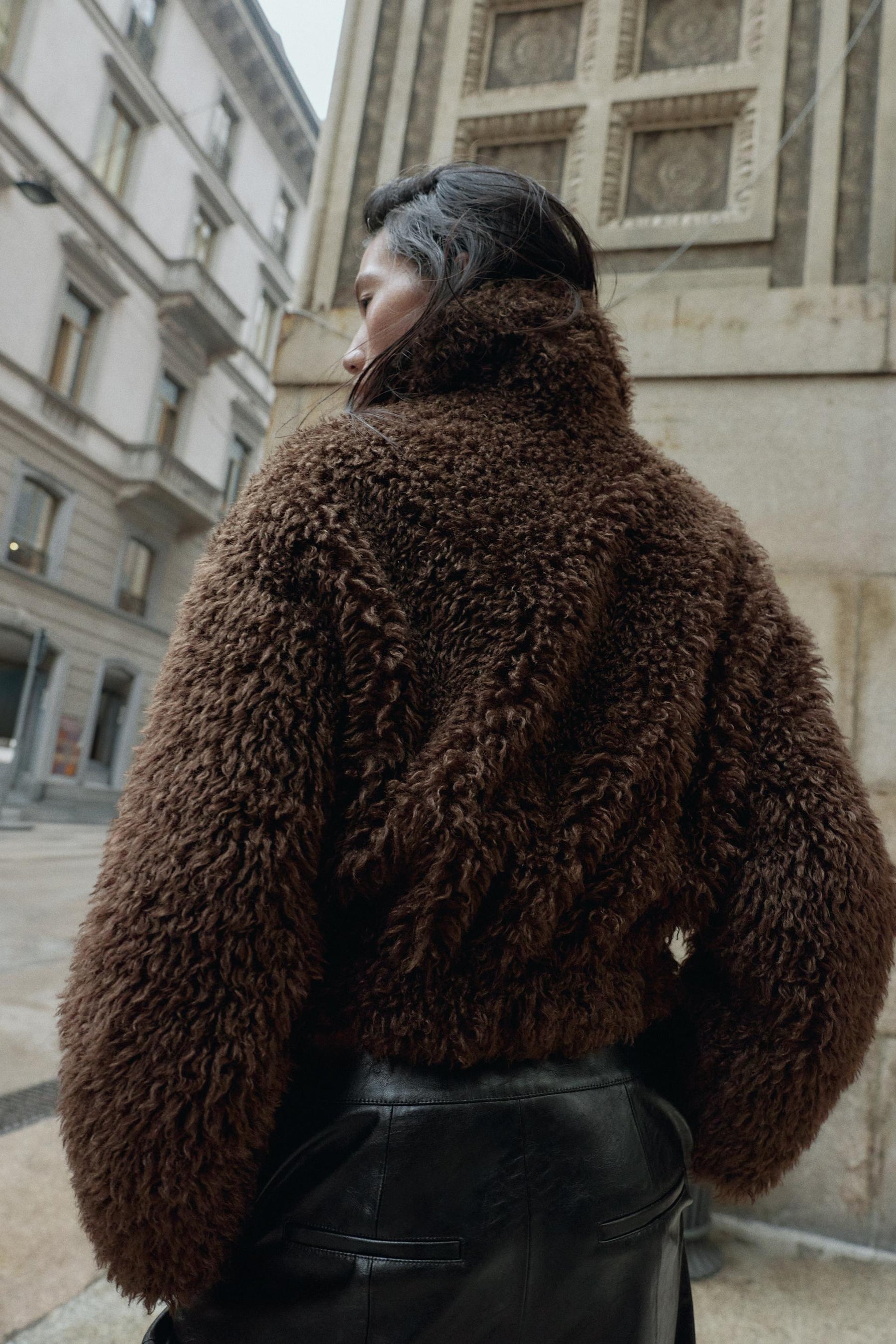 CROPPED FAUX SHEARLING COAT - Image 5