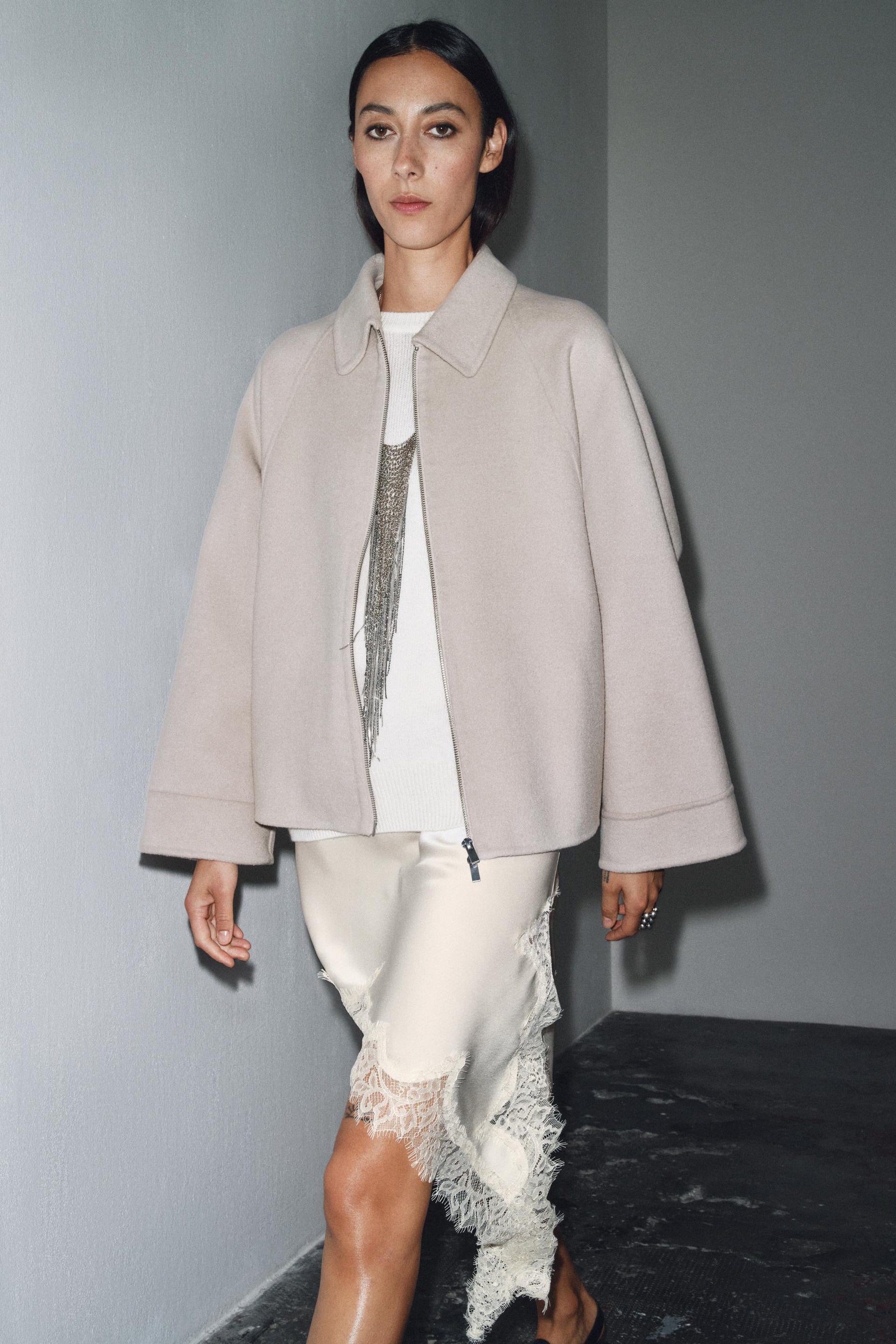 Wolljacke mit Reißverschluss