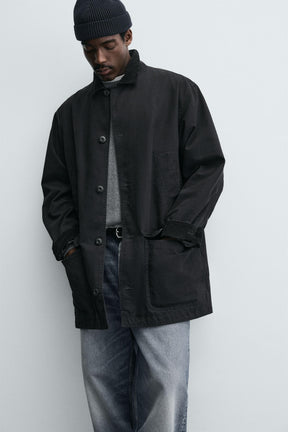 DENIM TRENCH COAT WITH CONTRAST COLLAR - Image 5