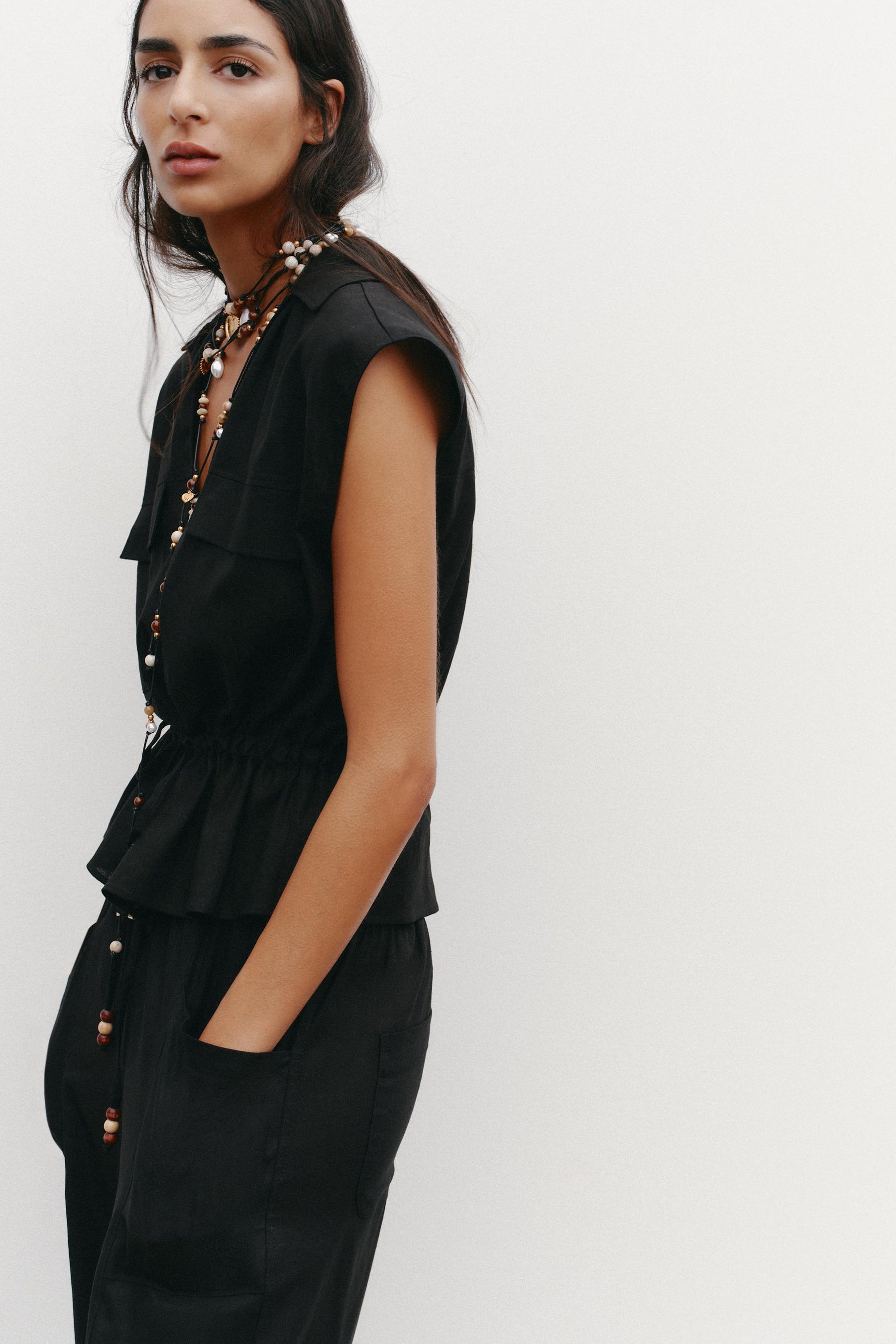 Safari-Top aus Leinenmischung