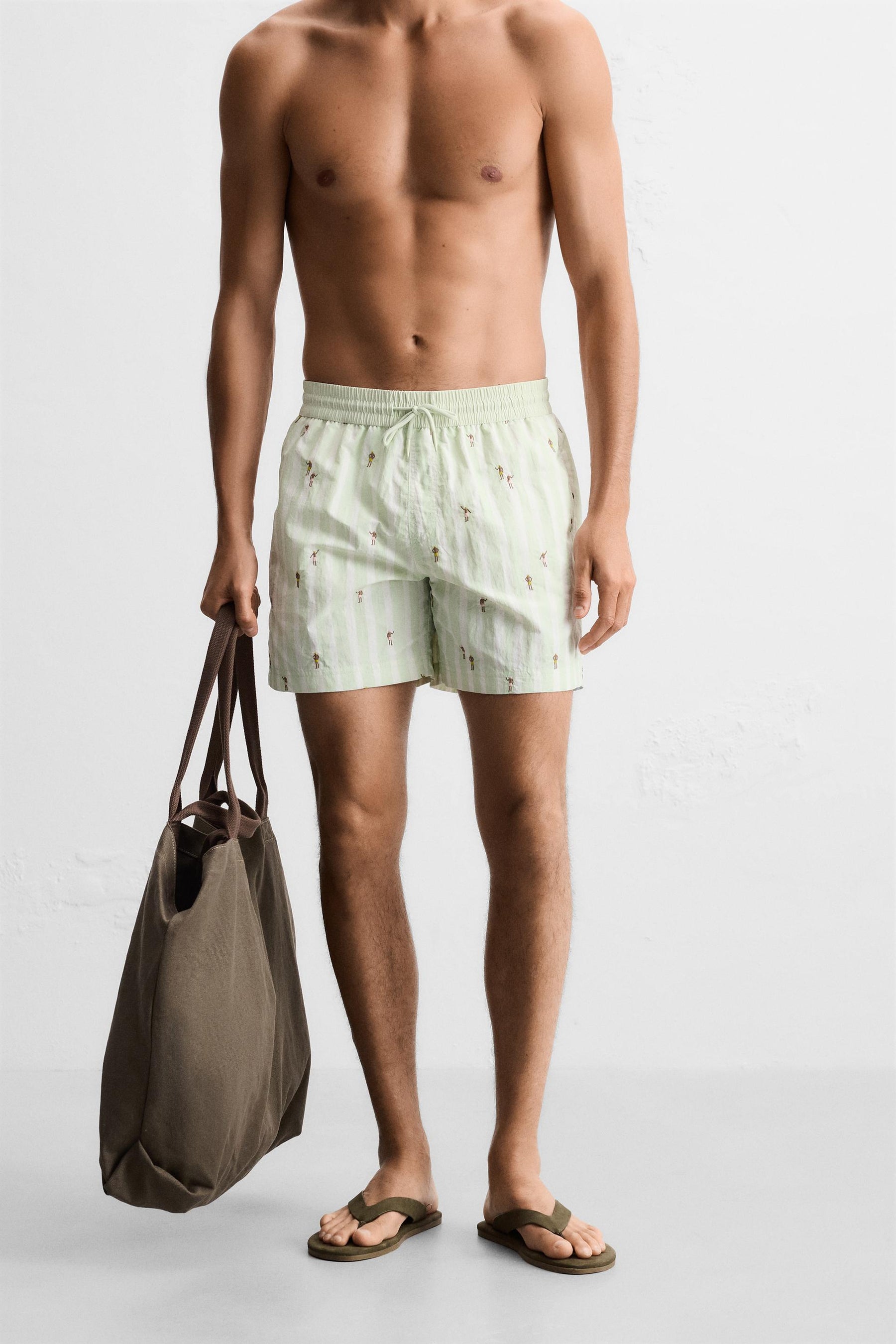 EMBROIDERED MID-LENGTH SWIMMING TRUNKS - Image 3