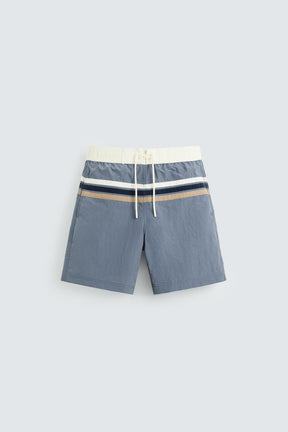 STRIPED LONG SWIMMING TRUNKS - Image 1