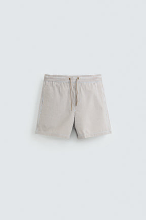 SEERSUCKER MID-LENGTH SWIMMING TRUNKS - Image 1