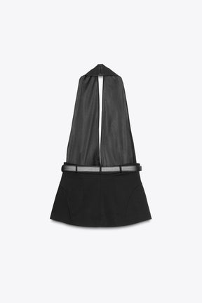 Neckholder-Top mit Gürtel