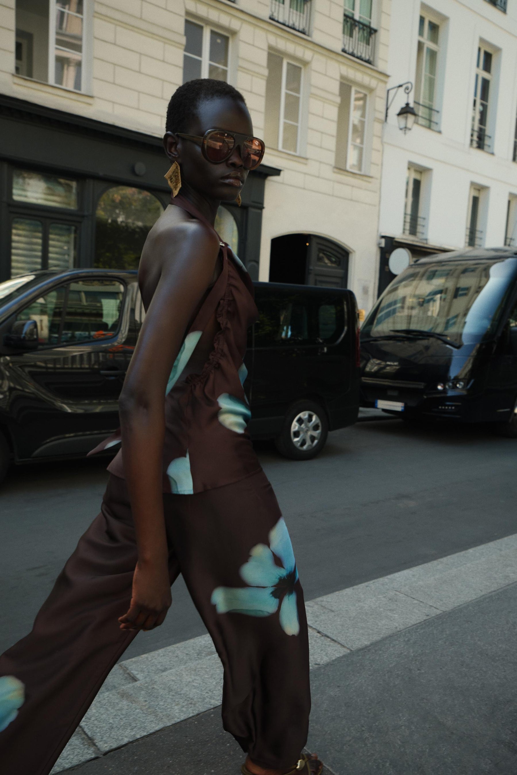 Satin-Top mit Blumenmuster