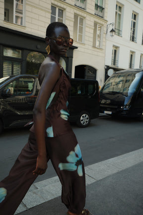 Satin-Top mit Blumenmuster