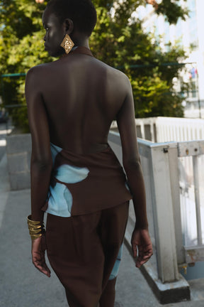 Satin-Top mit Blumenmuster