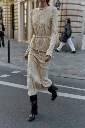 Jacquard-Pullover mit Gürtel