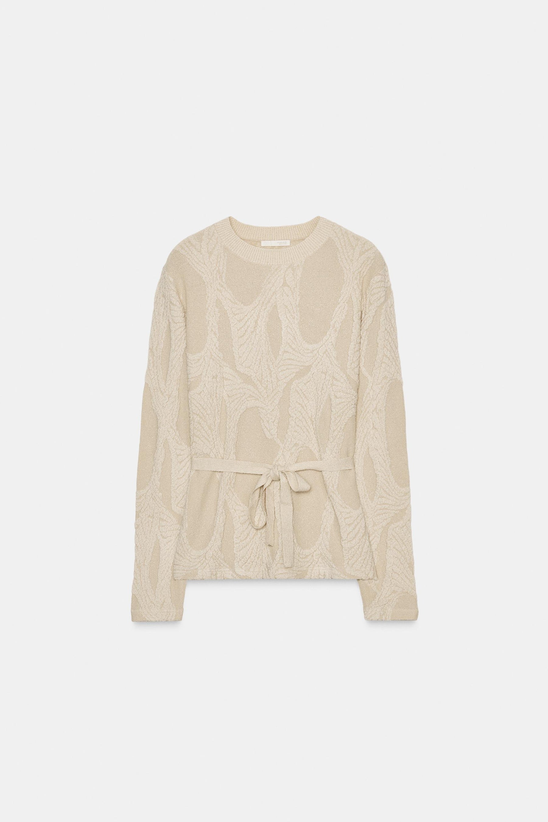 Jacquard-Pullover mit Gürtel