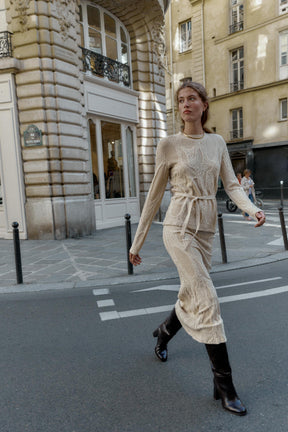 Jacquard-Pullover mit Gürtel