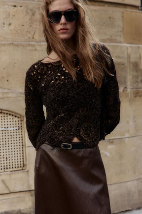 Gehäkelter langer Pullover