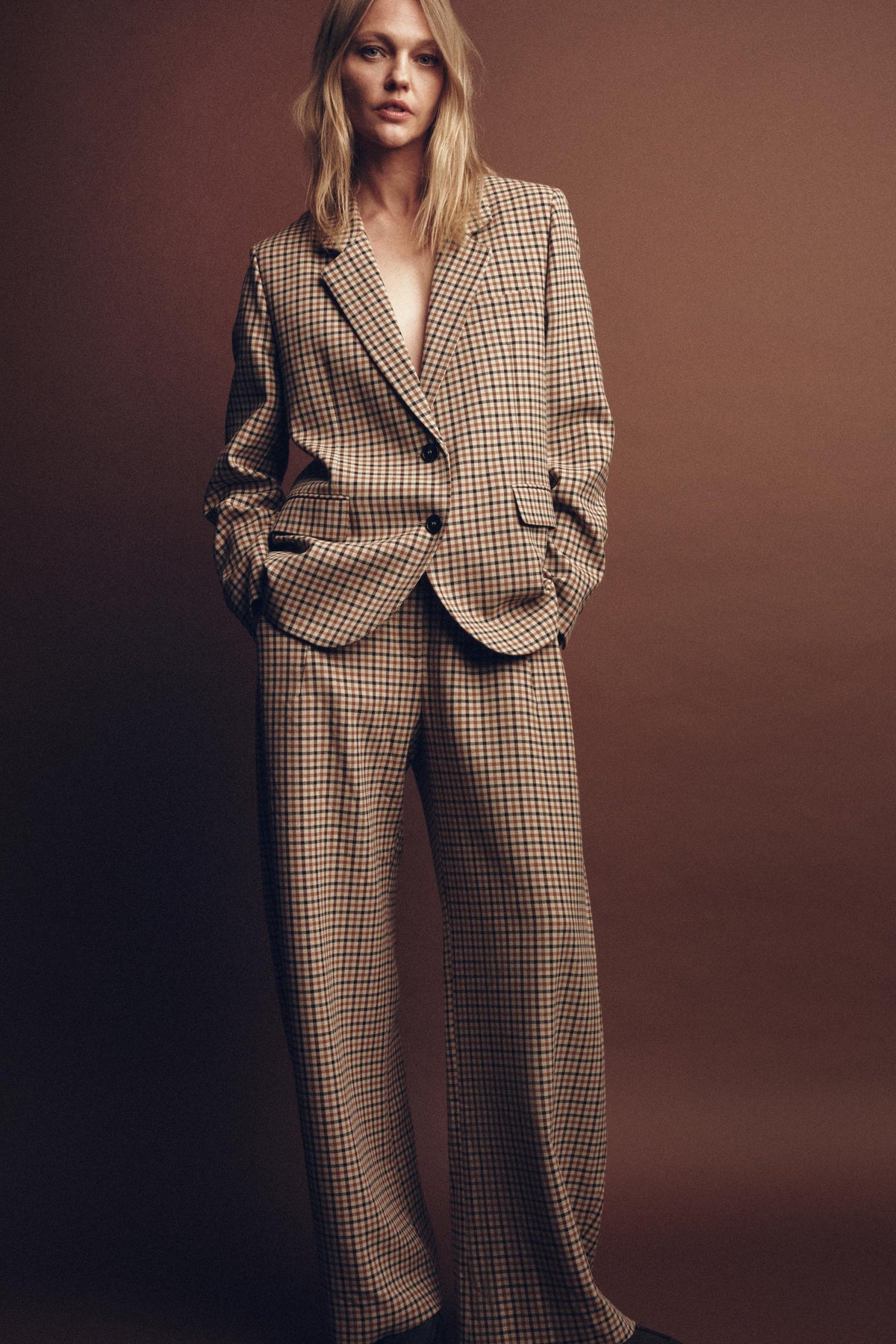 Check Straight Blazer