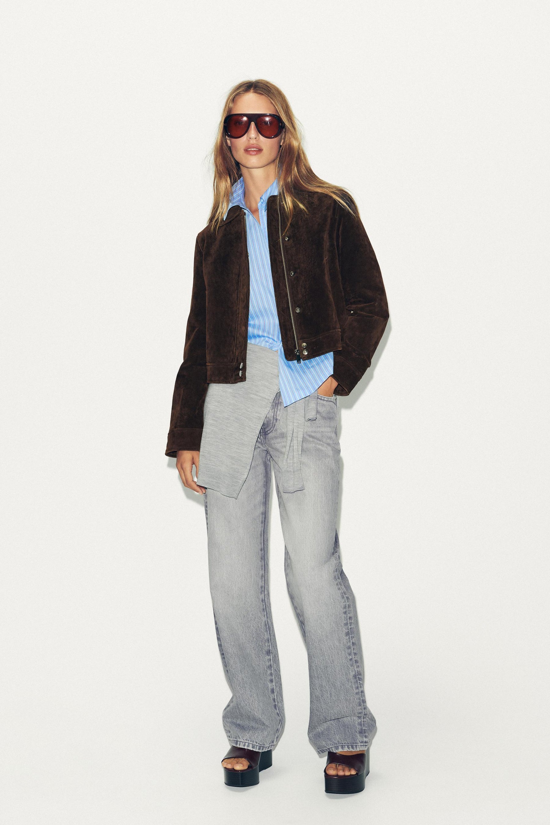 Popeline-Hemd mit Knopfleiste