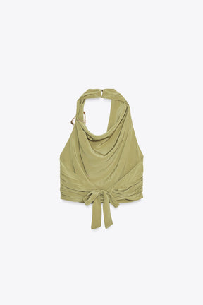 Neckholder-Top mit Knotendetail