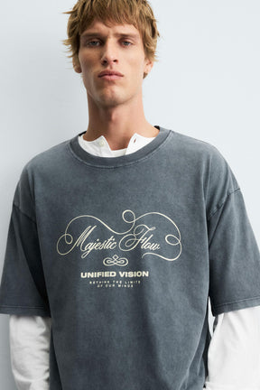WASHED TEXT PRINT T-SHIRT - Image 6