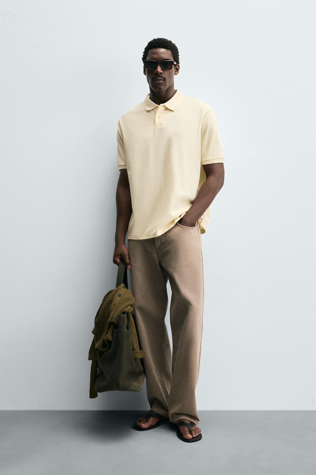 WASHED TEXTURED PIQUÉ POLO SHIRT - Image 1