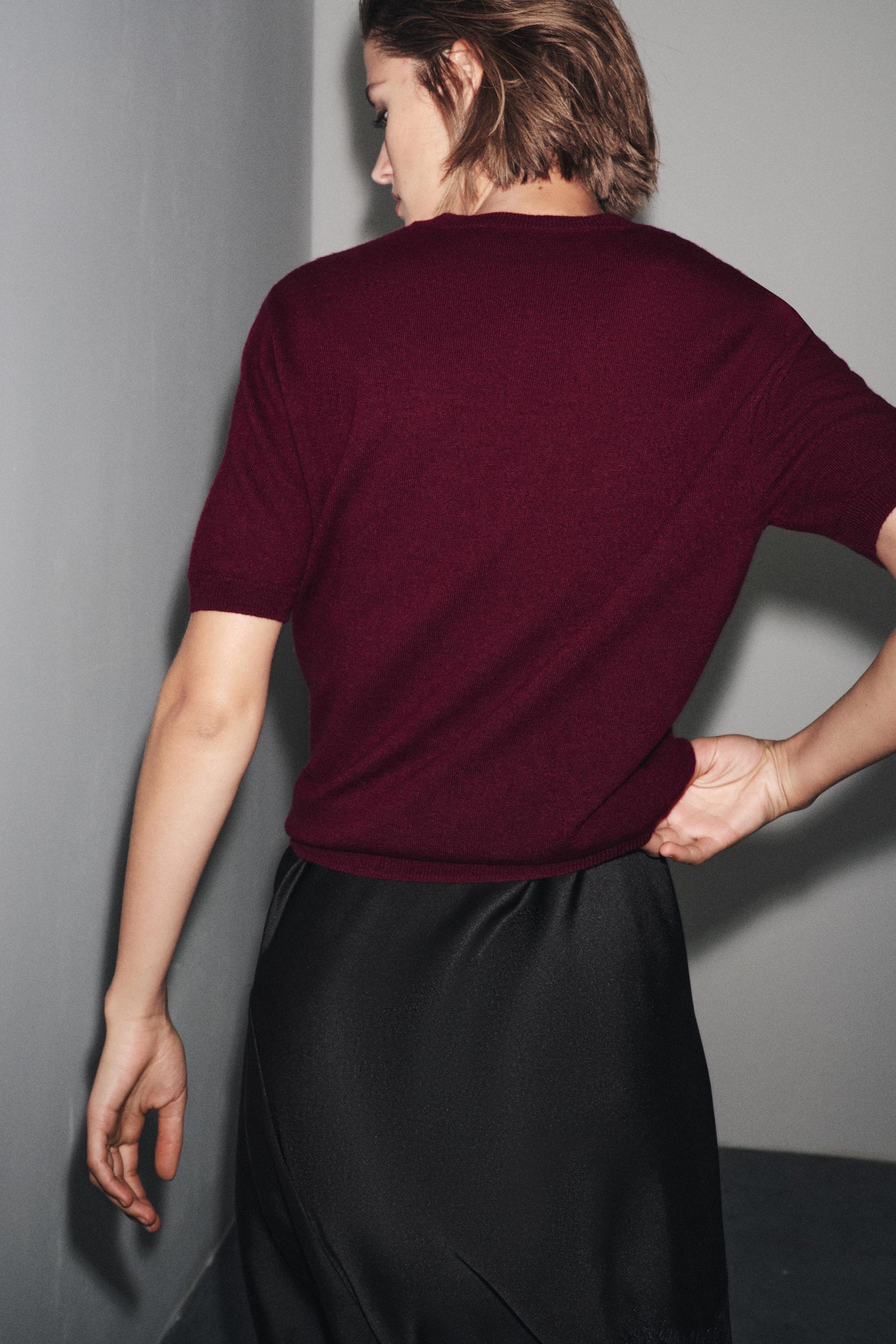 100% WOOL KNIT SHORT SLEEVE JUMPER - Image 3