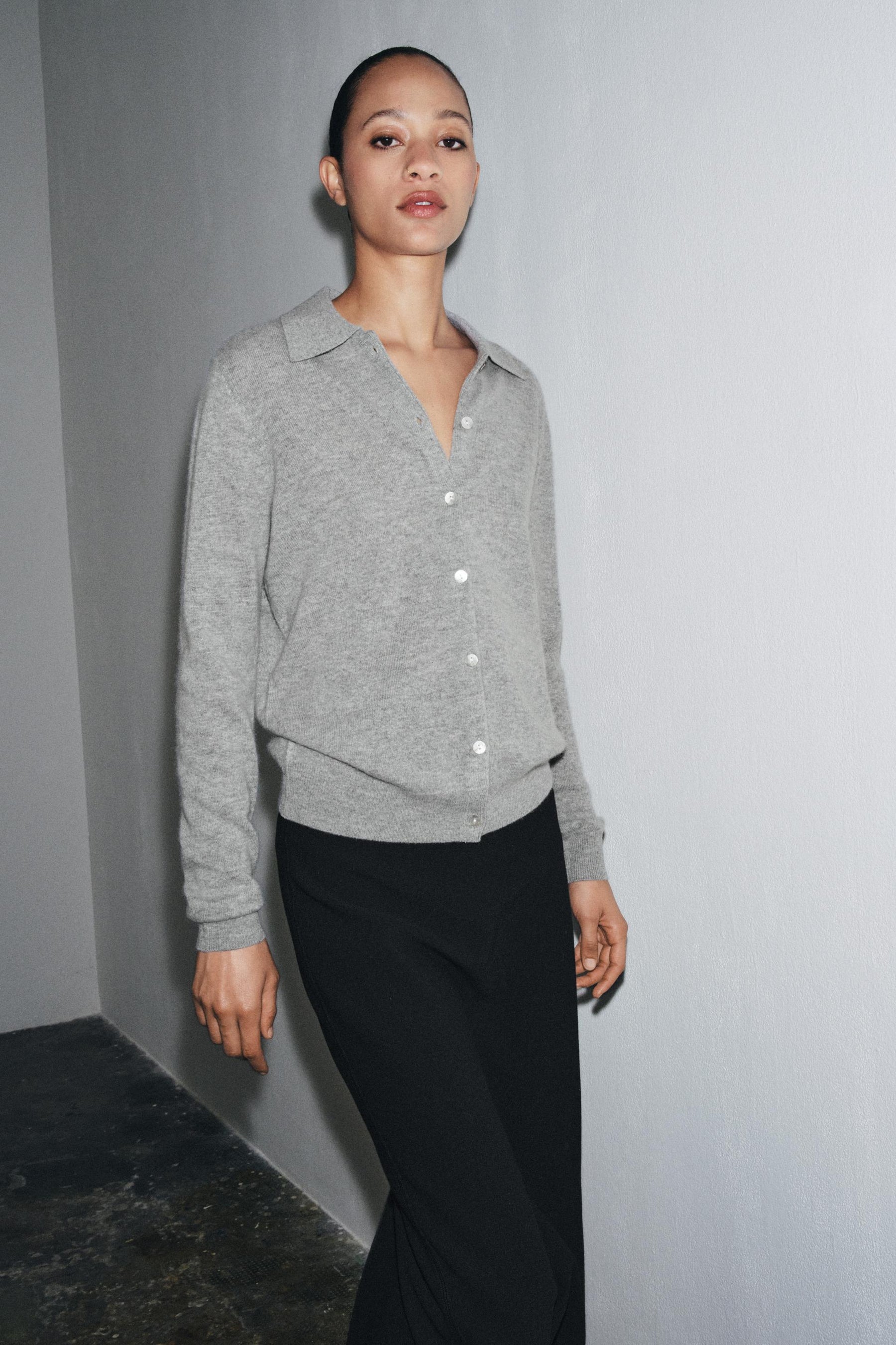 Polo-Cardigan aus Wolle und Kaschmir