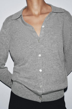 Polo-Cardigan aus Wolle und Kaschmir