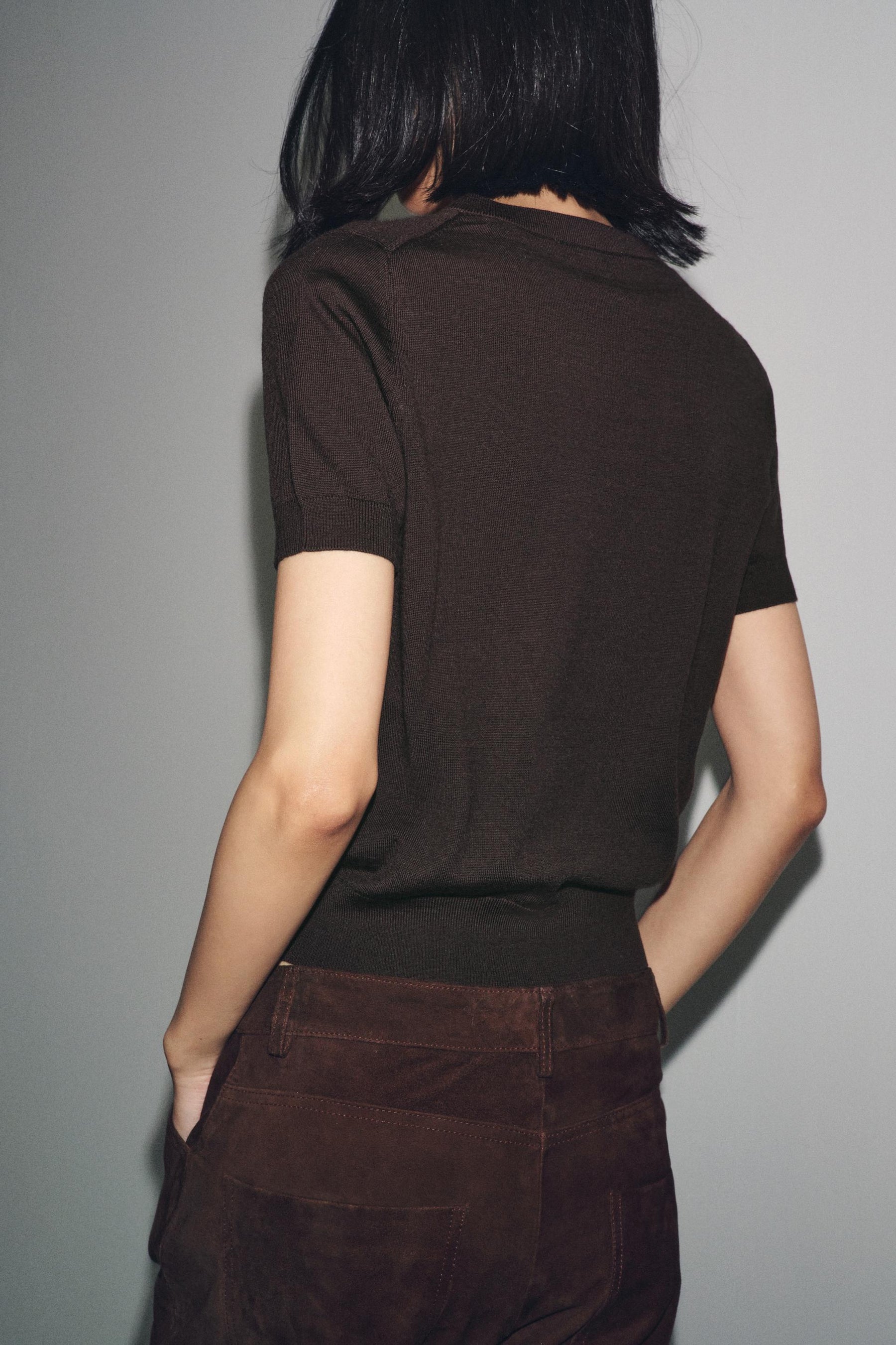 Wollpullover mit kurzen Ärmeln