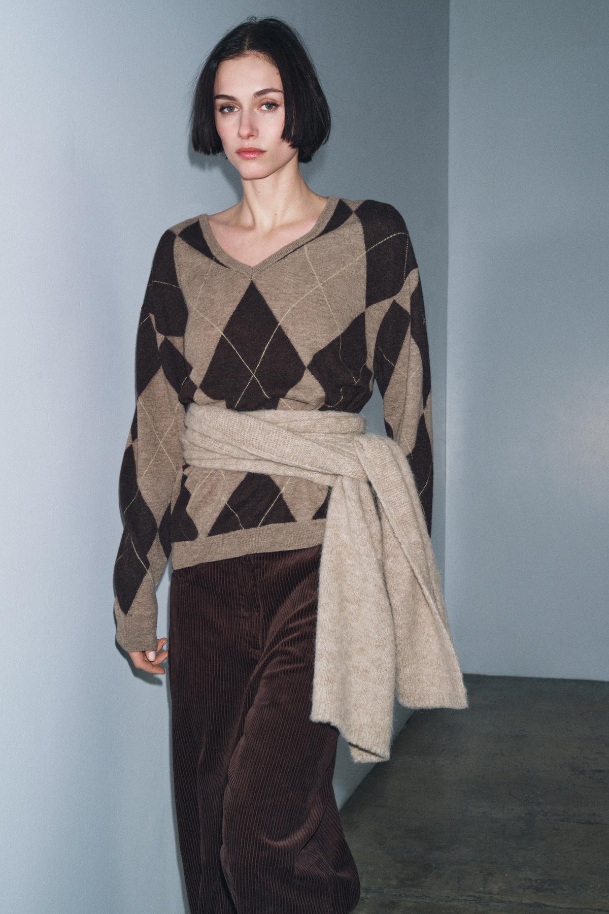 Wollpullover mit Rautenmuster