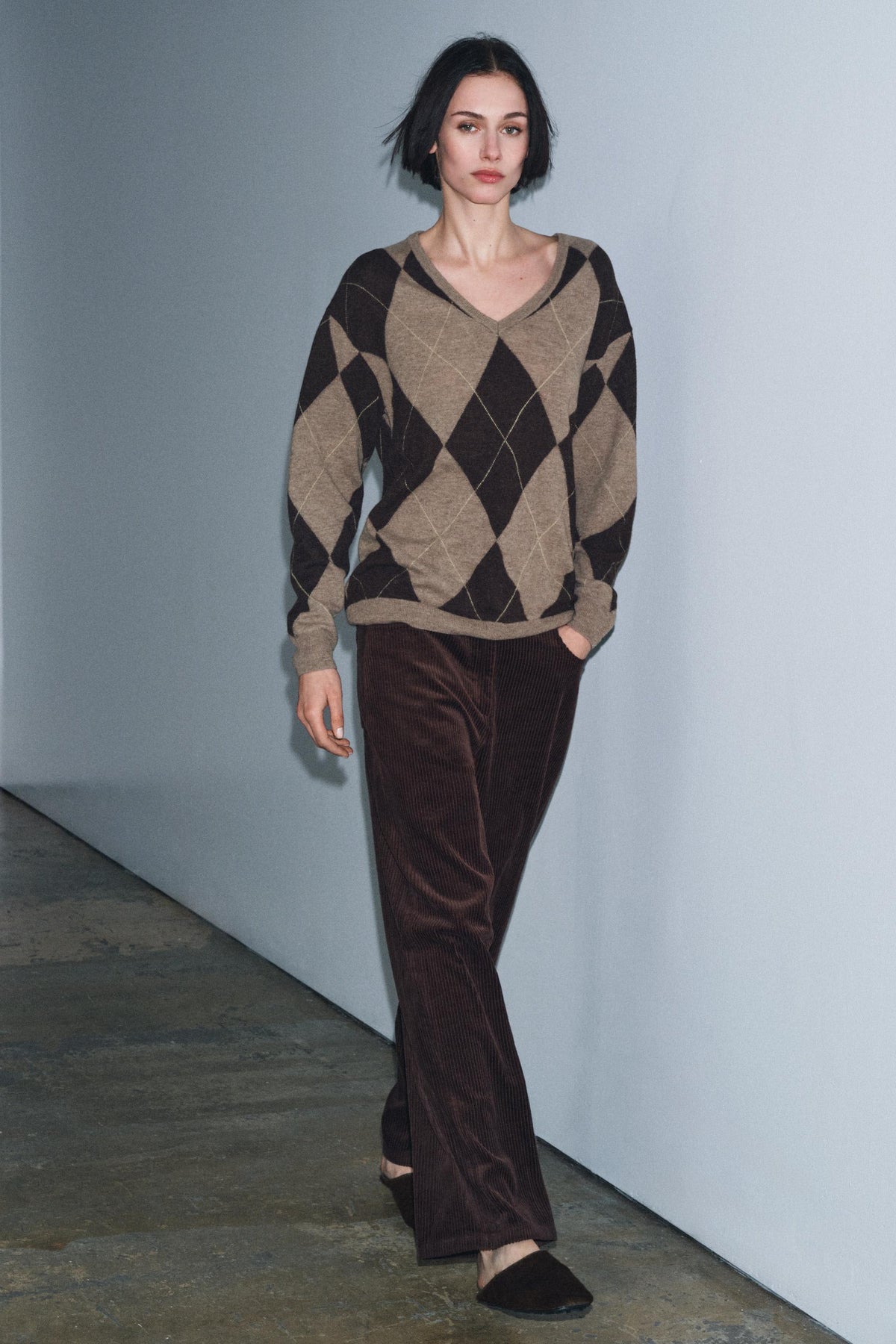 Wollpullover mit Rautenmuster