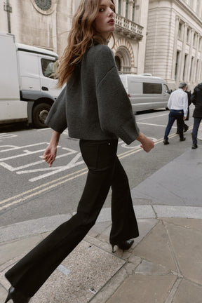 WOOL BLEND BOMBER JACKET WITH RUFFLED NECK - Image 5