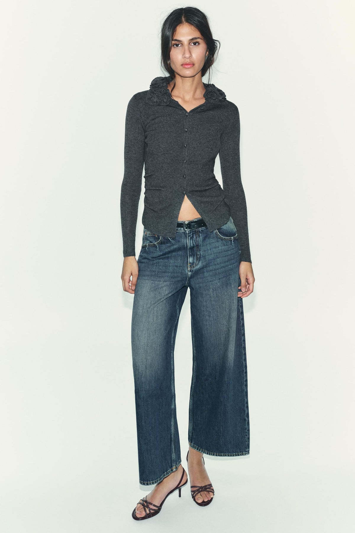 WOOL BLEND FLORAL CARDIGAN - Image 1