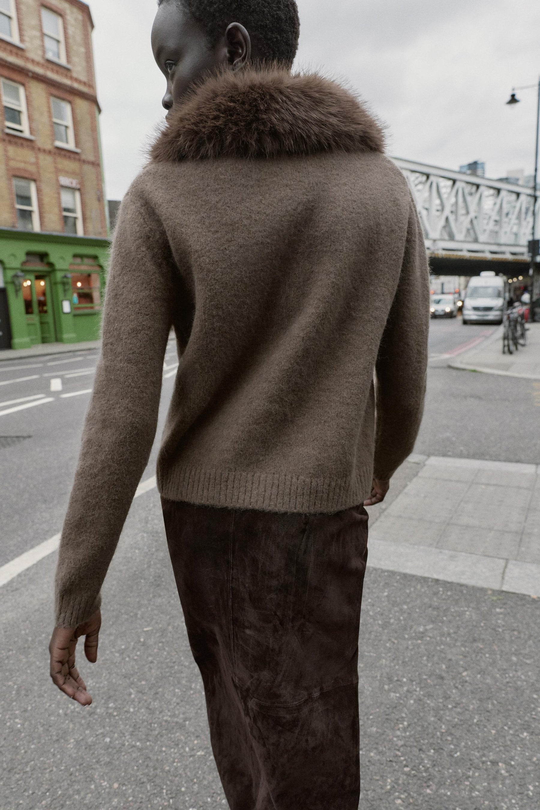 Strickjacke aus Kunstpelz