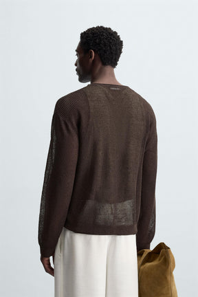 LINEN BLEND TEXTURED SWEATER - Image 3
