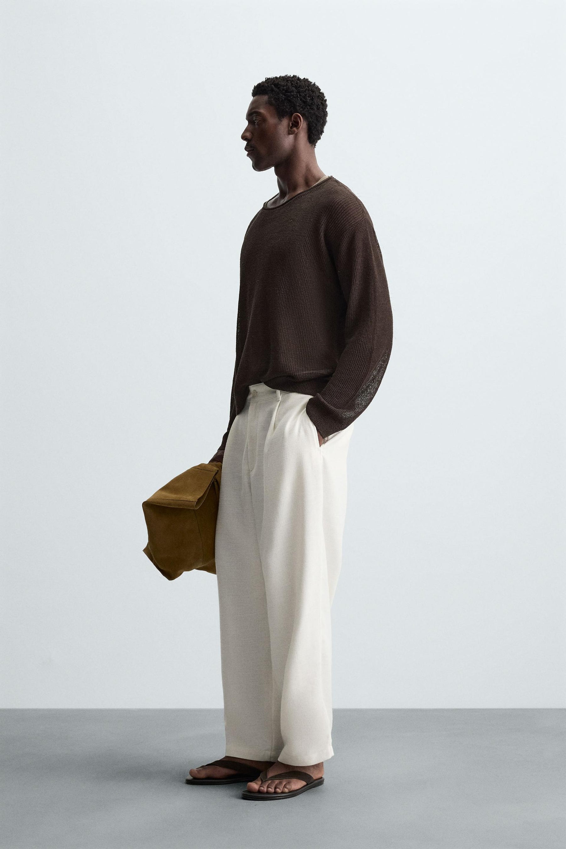 LINEN BLEND TEXTURED SWEATER - Image 4