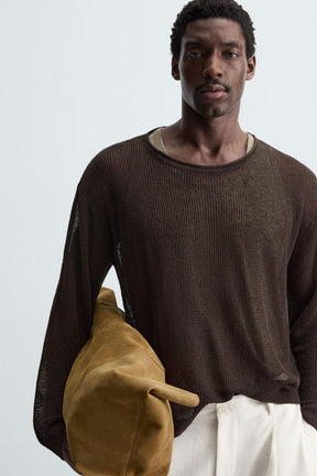 LINEN BLEND TEXTURED SWEATER - Image 5