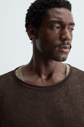 LINEN BLEND TEXTURED SWEATER - Image 6