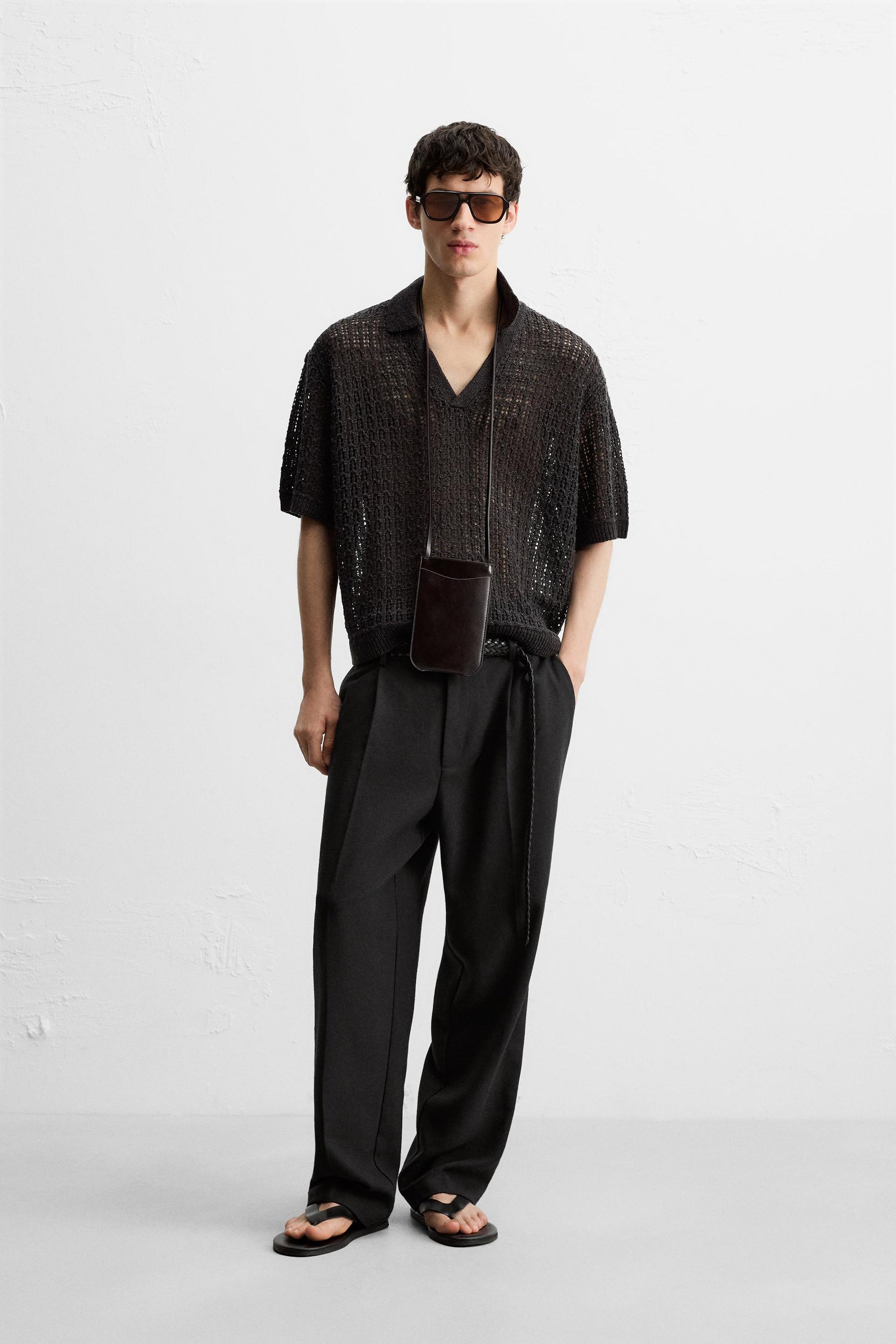 OPEN KNIT POLO SHIRT - Image 1