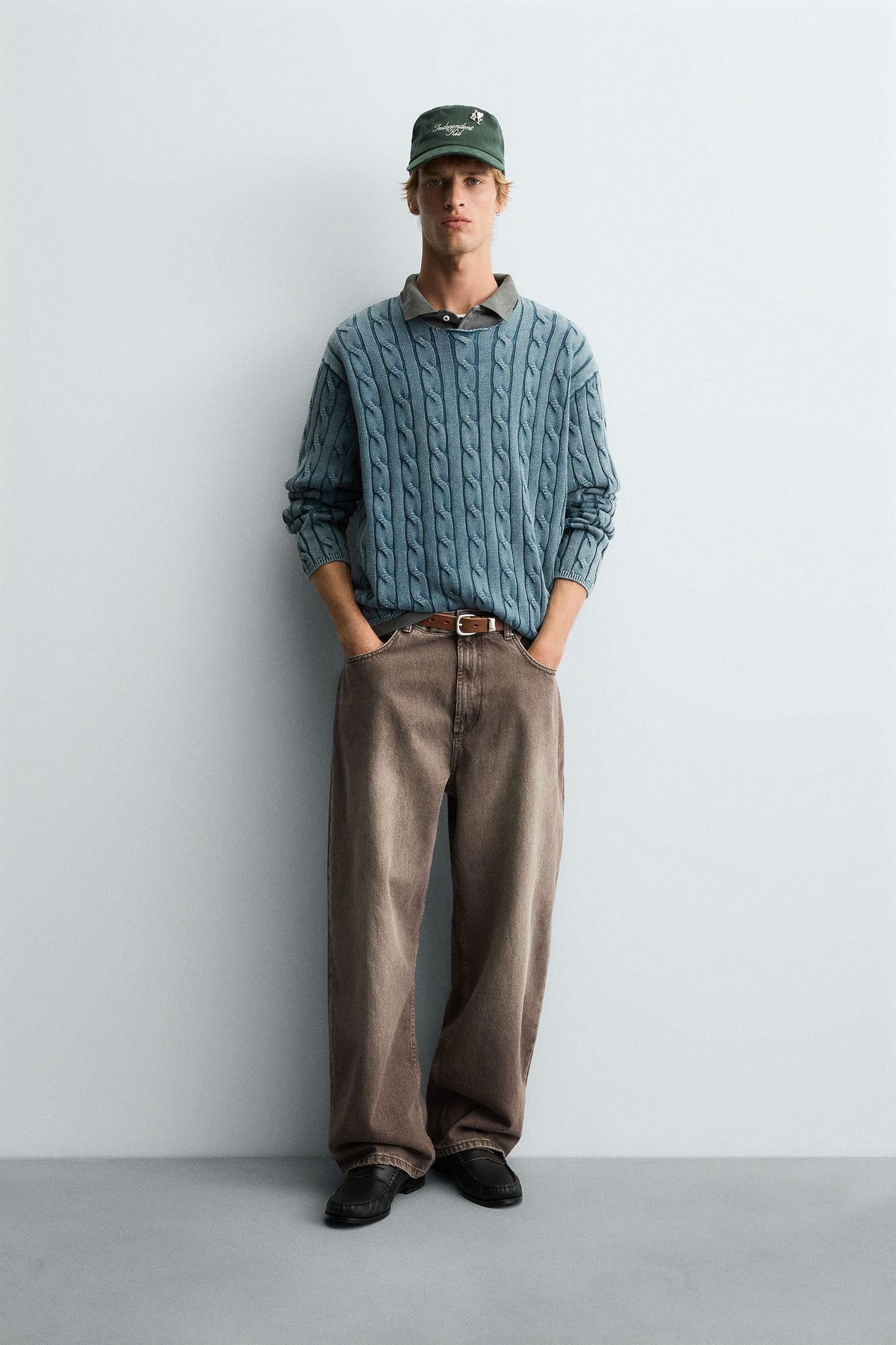 WASHED CABLE-KNIT SWEATER - Image 1