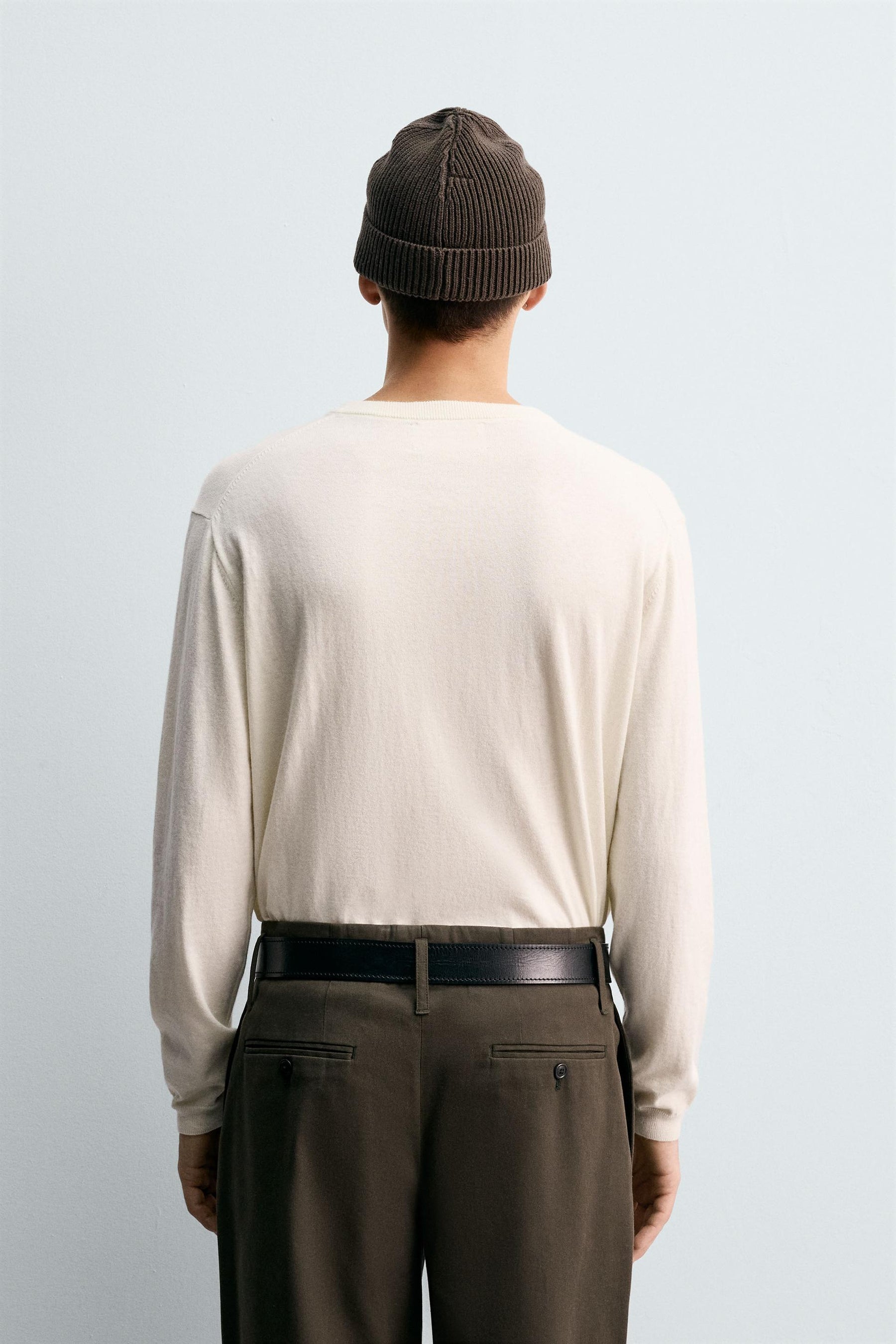 COTTON - CASHMERE BUTTONED NECK JUMPER - Image 3