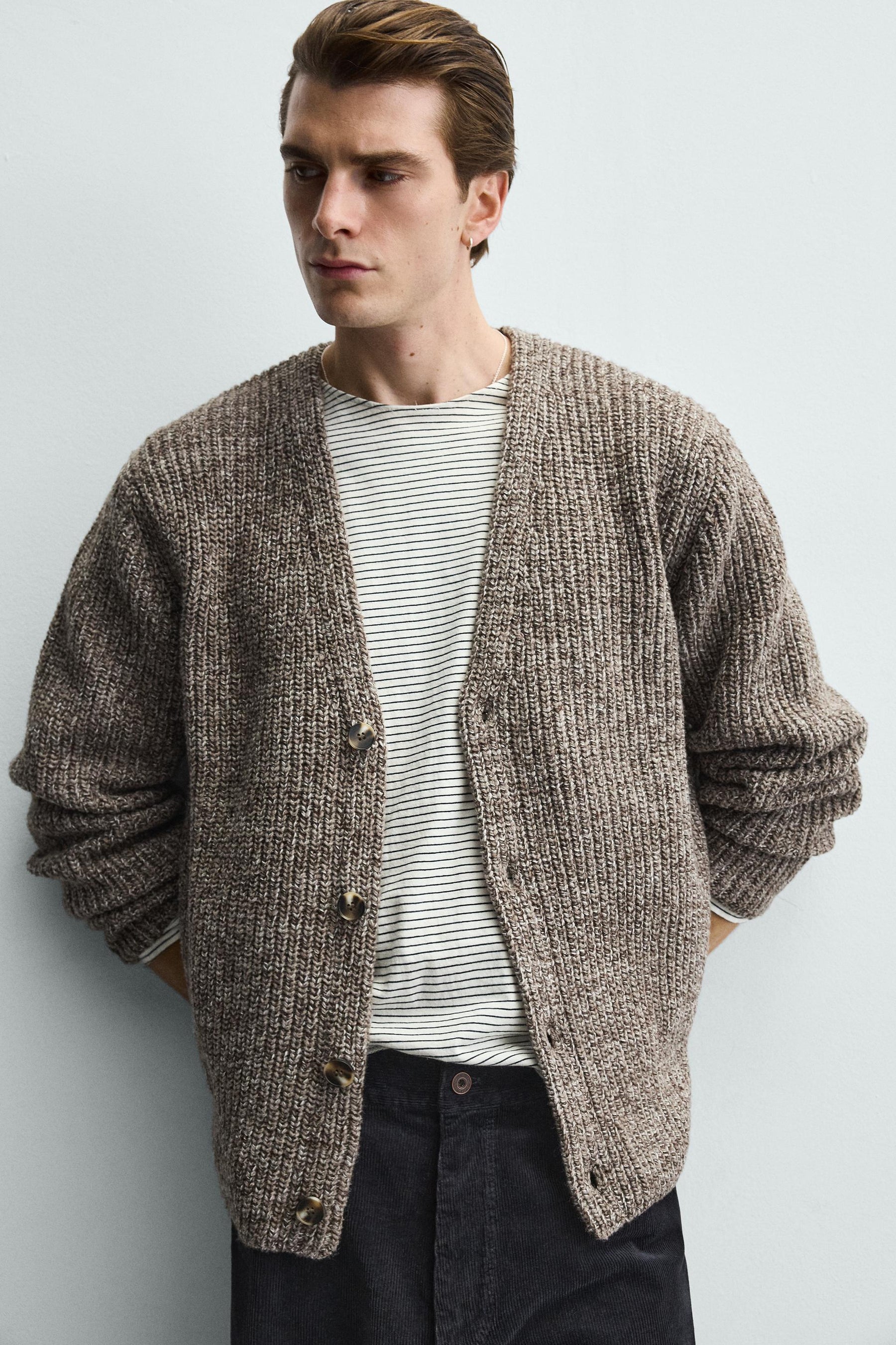 RIBBED TEXTURED CARDIGAN - Image 5